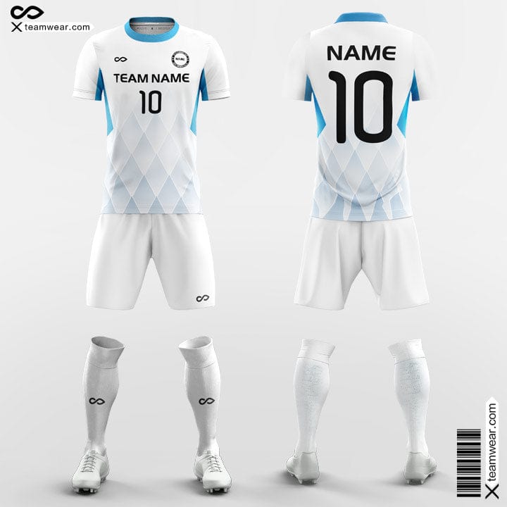 XTeamwear Soccer Uniforms White&Blue / S Argyle - Custom Soccer Jerseys Kit Sublimated for League