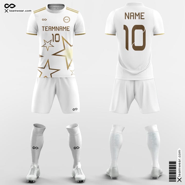 XTeamwear Soccer Uniforms White&Gold / S Gold Star - Team Custom Soccer Jerseys with Shorts Design