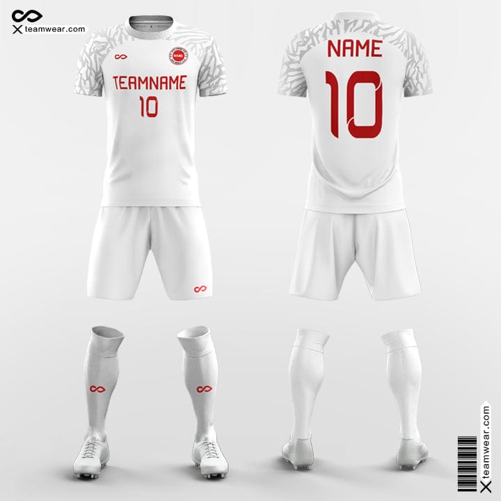 XTeamwear Soccer Uniforms White / S Feather Trim - Custom Academy Soccer Jerseys with Shorts Sublimated