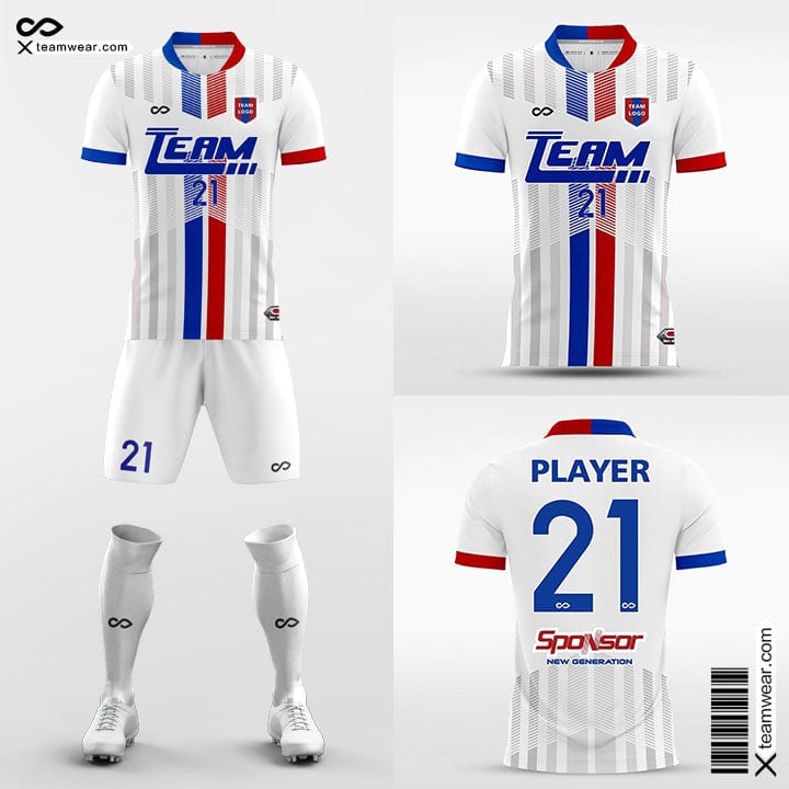 XTeamwear Soccer Uniforms White / S Striped - Custom Soccer Team Uniform Sublimated for Academy