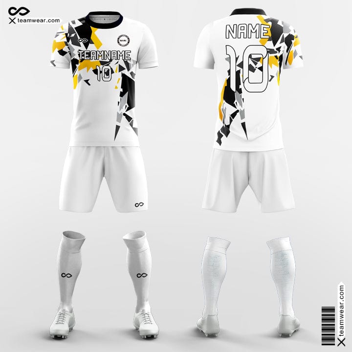 XTeamwear Soccer Uniforms White-Yellow-Black / S Origami - Custom School Soccer Jerseys with Shorts Sublimated
