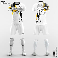 XTeamwear Soccer Uniforms White-Yellow-Black / S Origami - Custom School Soccer Jerseys with Shorts Sublimated