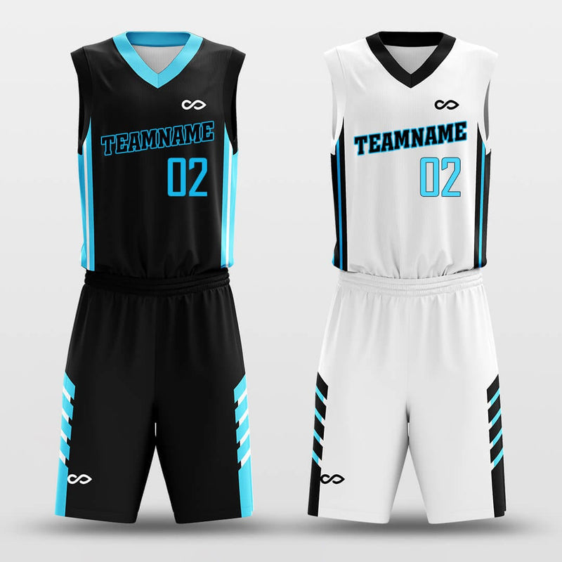 Parallel White Black - Customized Basketball Jersey Set Design