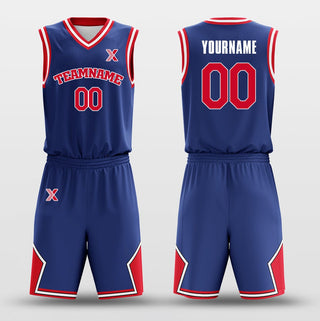 Dark Blue Red - Customized Basketball Jersey Set Design