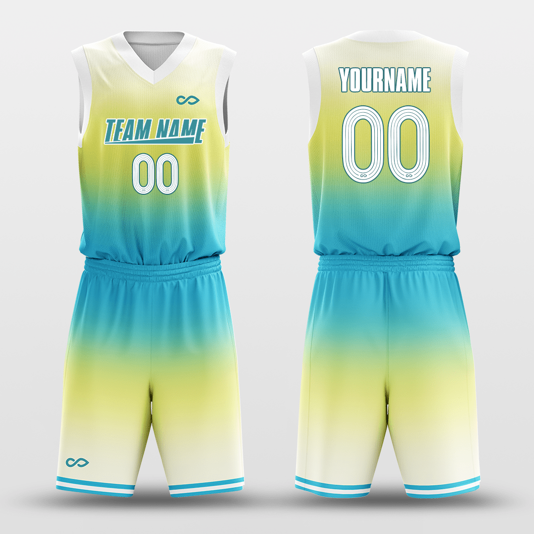 Gradient Yellow Blue Customized Basketball Jersey Design XTeamwear
