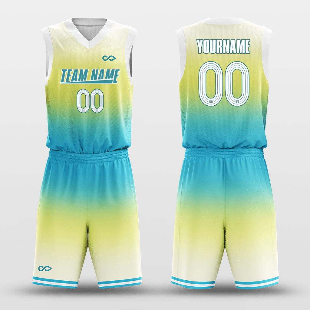 Yellow and 2024 blue basketball jersey