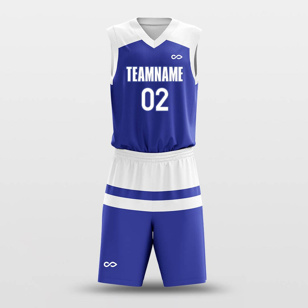 Parallel White Blue - Customized Basketball Jersey Set Design-XTeamwear