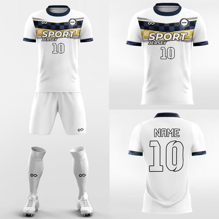 white stripped down soccer jersey