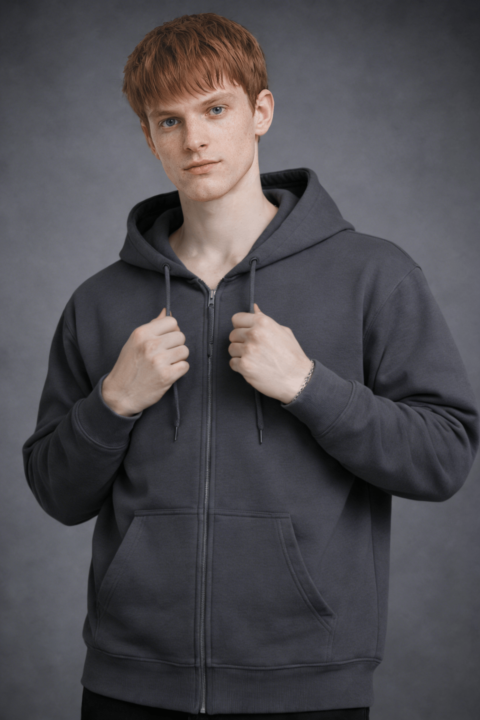 外采 Basics Dark gray / S 300g blended milk silk hooded zip-up sweatshirt