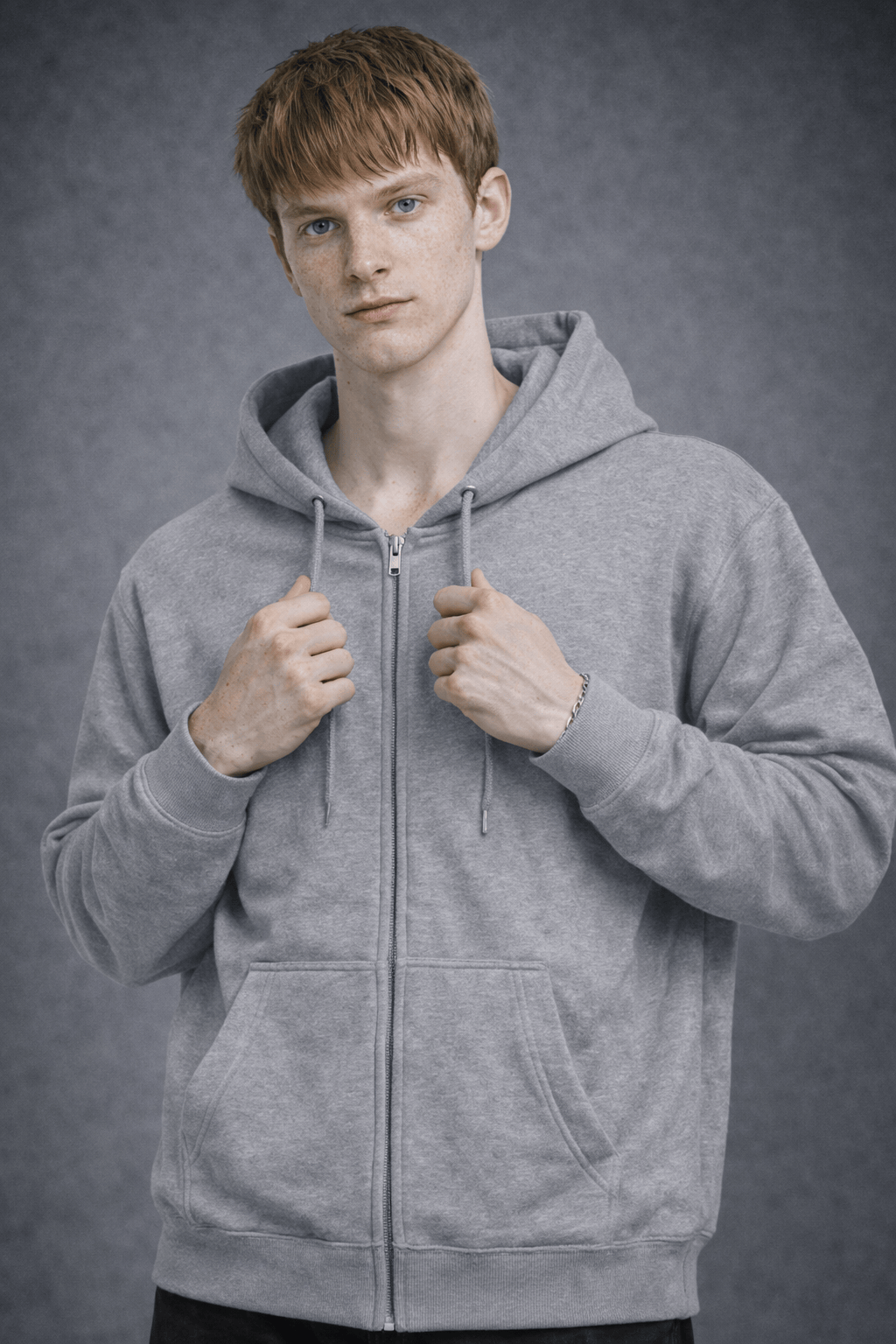 外采 Basics Heather gray / S 300g blended milk silk hooded zip-up sweatshirt