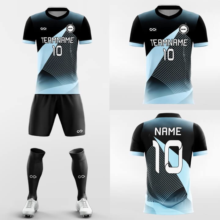 black and blue soccer jersey outfit