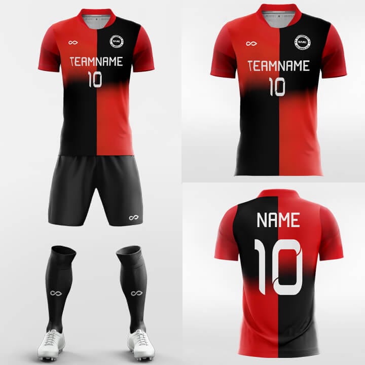 black and red soccer jersey