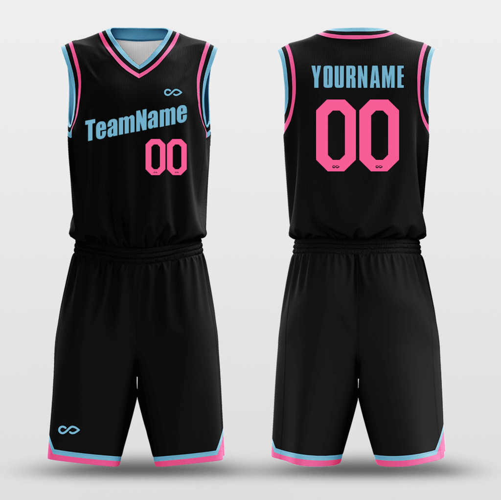 black bluepink basketball soccer jersey kit