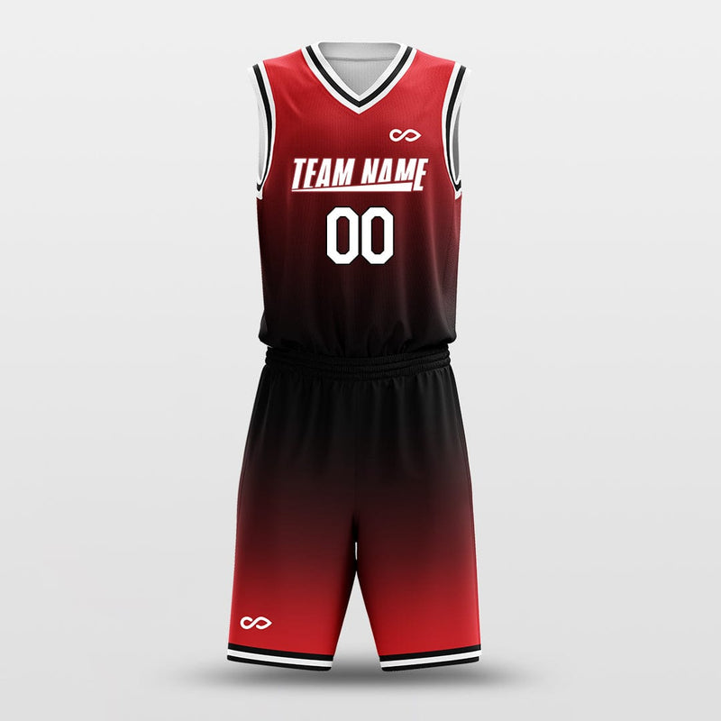X23 Black Red Custom Sublimated Basketball Uniforms