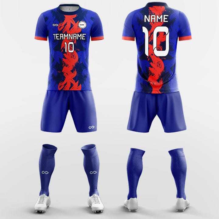 blue and red soccer jersey outfit