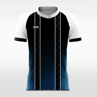 blue black short sleeve soccer jersey