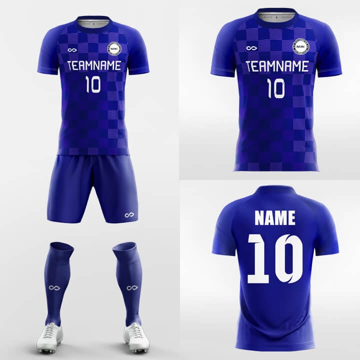 blue block soccer jersey kit