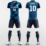 blue check board soccer jersey outfit