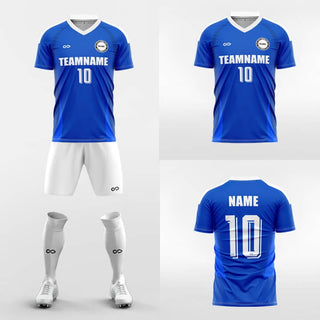 blue custom short soccer jersey kit