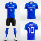 blue custom sleeve soccer jersey kit