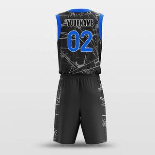 blue illegible basketball jersey set