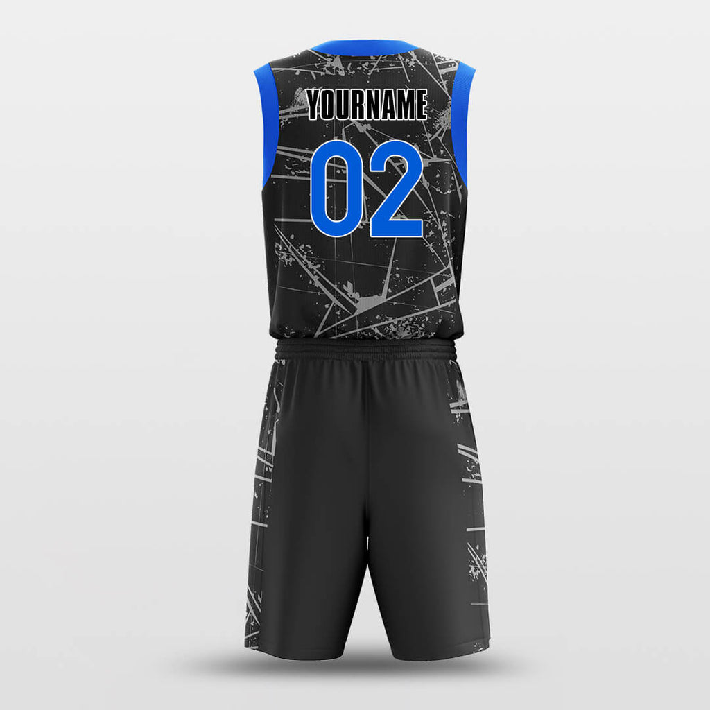 blue illegible basketball jersey set