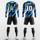 blue long sleeve soccer jersey kit
