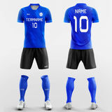 blue short sleeve soccer jersey kit
