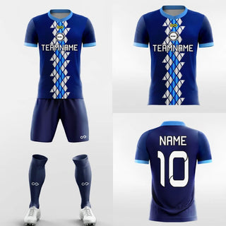 blue sublimated soccer jersey kit