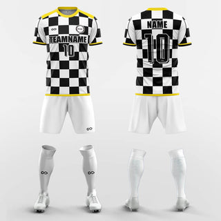 checkerboard custom soccer jerseys kit sublimated design