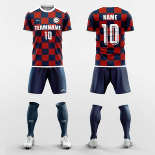 checkerboard custom soccer jerseys kit sublimated design