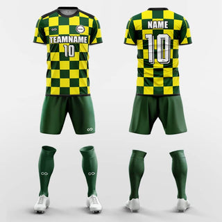 checkerboard custom soccer jerseys kit sublimated design