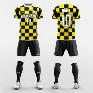 checkerboard custom soccer jerseys kit sublimated design