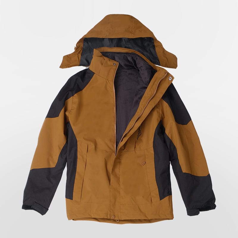 Cikers Sports 外厂采购 Brown / L / Male Custom Winter Outdoor Jacket 3-in-1 Removable Waterproof-QH1818