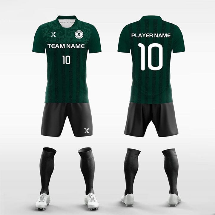 Cikers Sports 非黑五 Green / S Striped Panel - Custom Sublimation Soccer Kits Short Sleeve