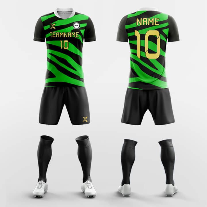 Cikers Sports 非黑五 Green / S Zebra Stripe - Custom Sublimation Print Soccer Kits Short Sleeve