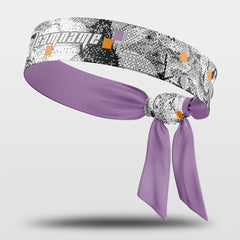 Cikers Sports 非黑五 Purple / Free Pixel Flower - Customized Sports Sweat-Wicking Tie Headband