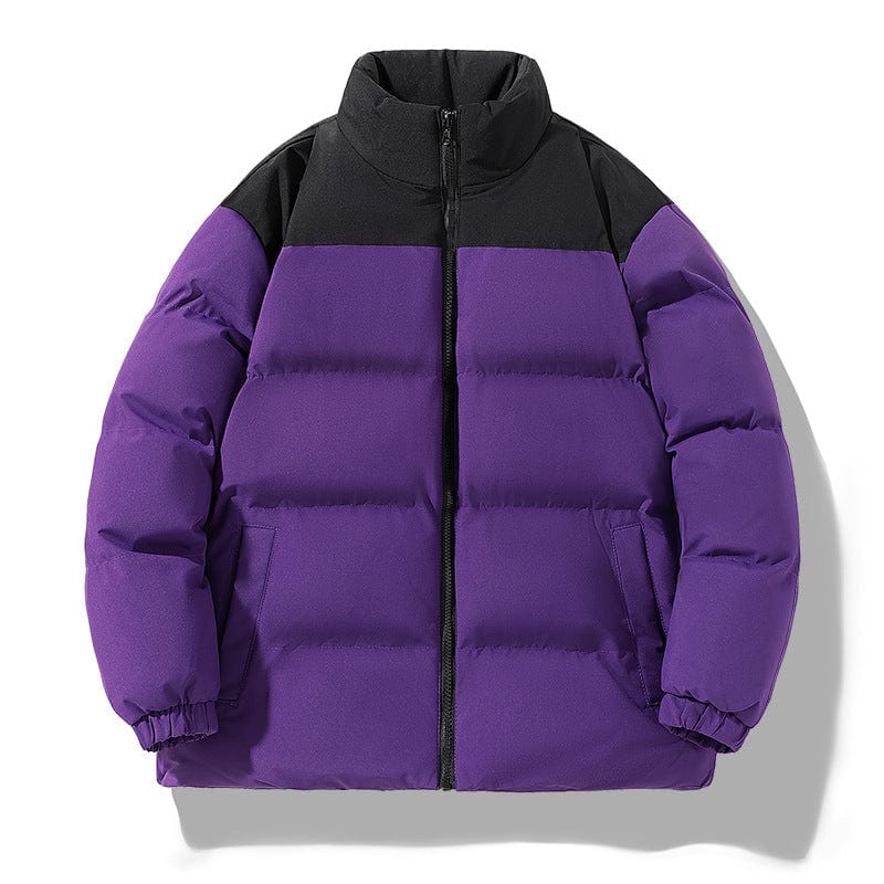 Cikers Sports 外厂采购 Purple / M Custom Unisex Winter Colorblock Puffer Cotton Coat- LC2358