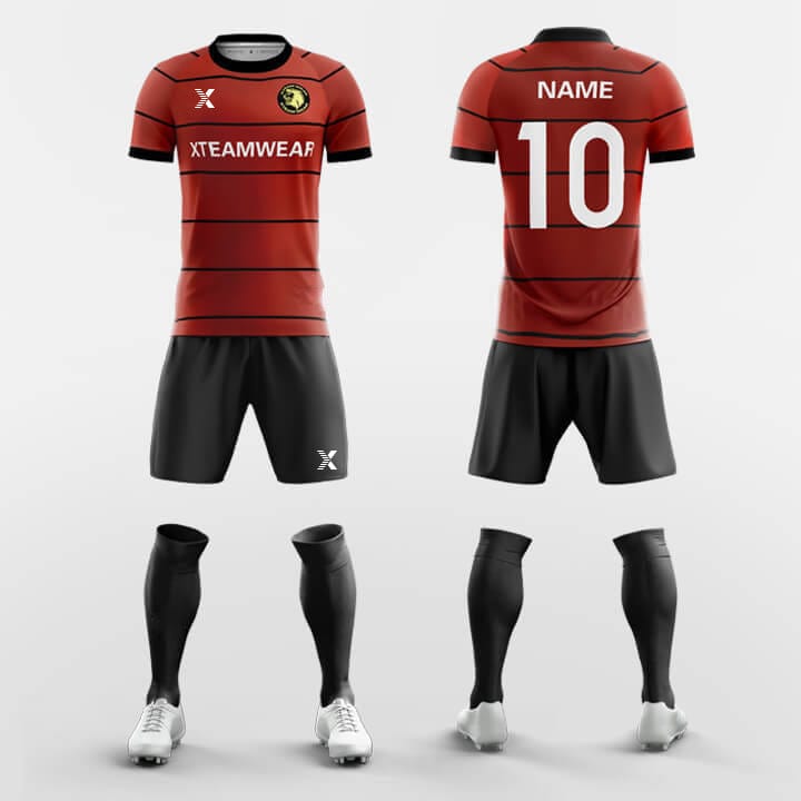 Cikers Sports 非黑五 Red / S Simple - Contrast Striped Soccer Kits Short Sleeve