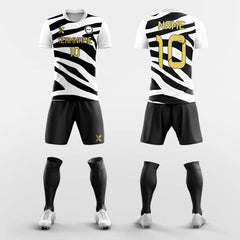 Cikers Sports 非黑五 White / S Zebra Stripe - Custom Sublimation Print Soccer Kits Short Sleeve