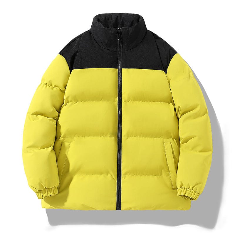 Cikers Sports 外厂采购 Yellow / M Custom Unisex Winter Colorblock Puffer Cotton Coat- LC2358