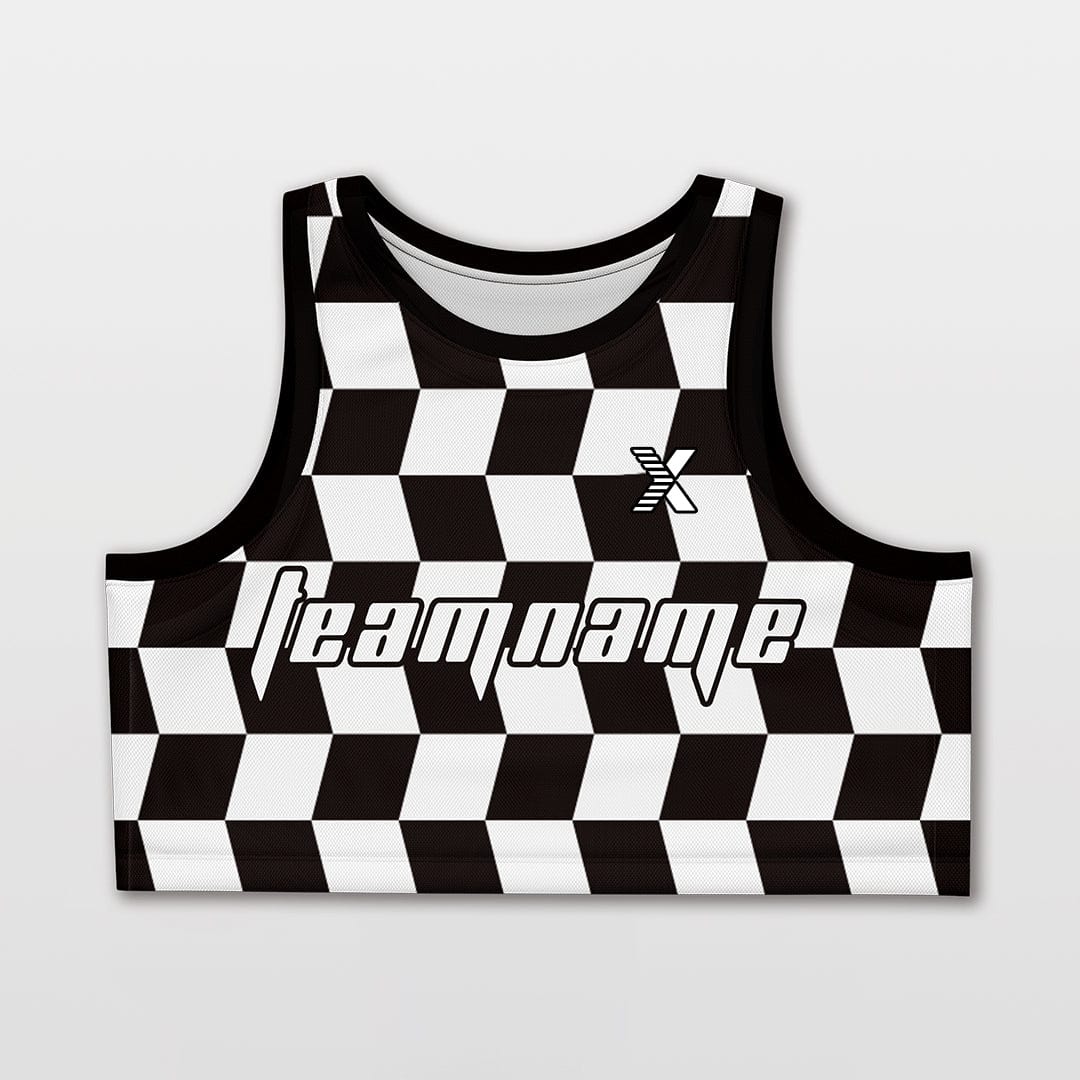 Cikers Sports Basketball Jersey Black / S Checkerboard - Customized Women's Loose Sleveless Workout Crop Tops