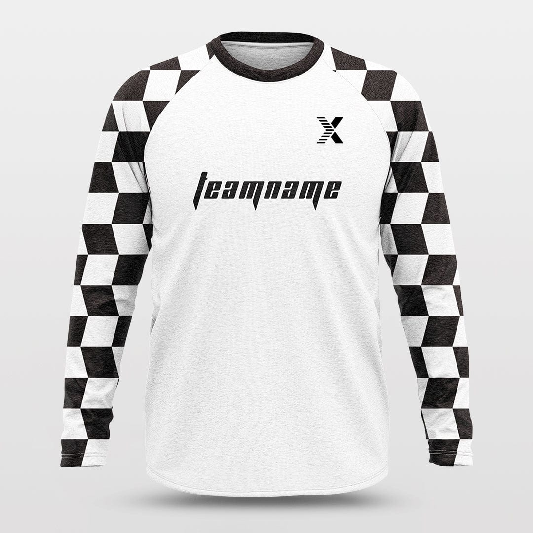 Cikers Sports Basketball Jersey Black&White / S Checkerboard - Customized Baggy Long Sleeve Shooting Jersey