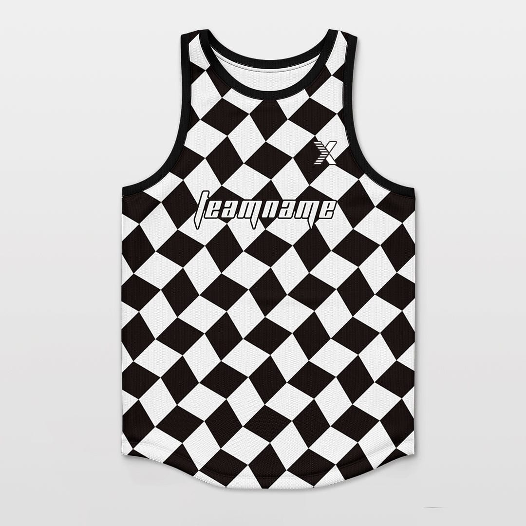 Cikers Sports Basketball Jersey Black&White / S Checkerboard - Customized Basketball Jersey Top