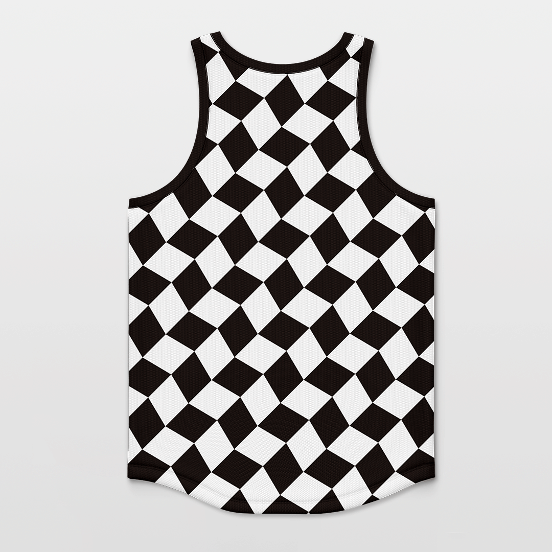 Cikers Sports Basketball Jersey Checkerboard - Customized Basketball Jersey Top