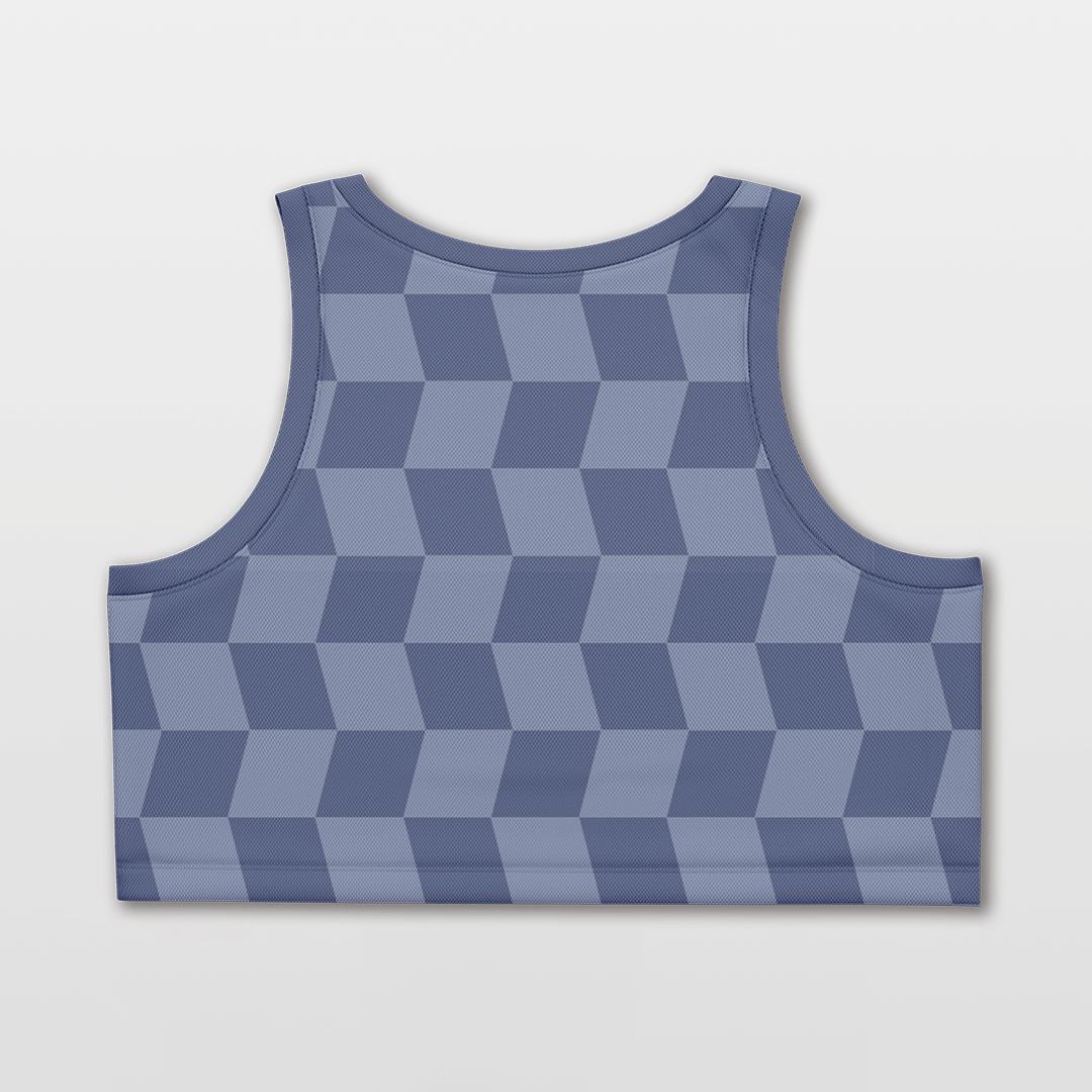 Cikers Sports Basketball Jersey Checkerboard - Customized Women's Loose Sleveless Workout Crop Tops