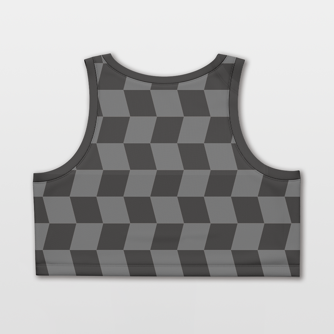 Cikers Sports Basketball Jersey Checkerboard - Customized Women's Loose Sleveless Workout Crop Tops