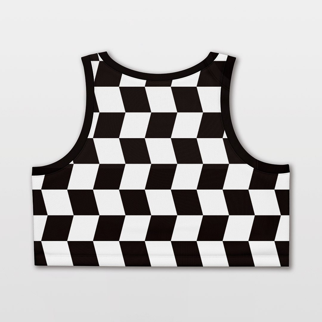 Cikers Sports Basketball Jersey Checkerboard - Customized Women's Loose Sleveless Workout Crop Tops