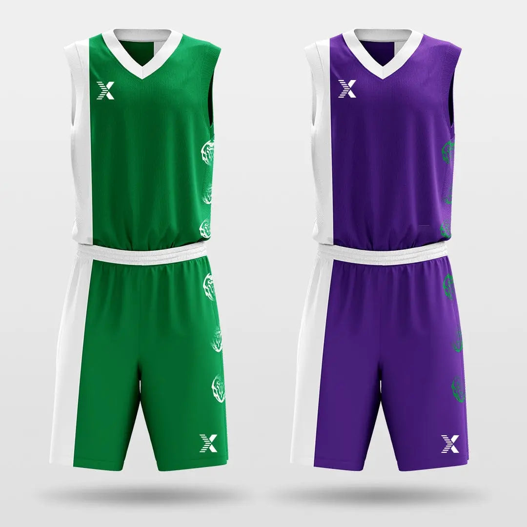 Cikers Sports Basketball Jersey Green&Purple / S Tai Chi - Customized Reversible Sublimated Basketball Set