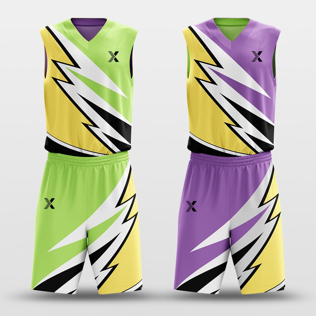 Cikers Sports Basketball Jersey Green&Purple / S Windstorm - Customized Reversible Sublimated Basketball Set